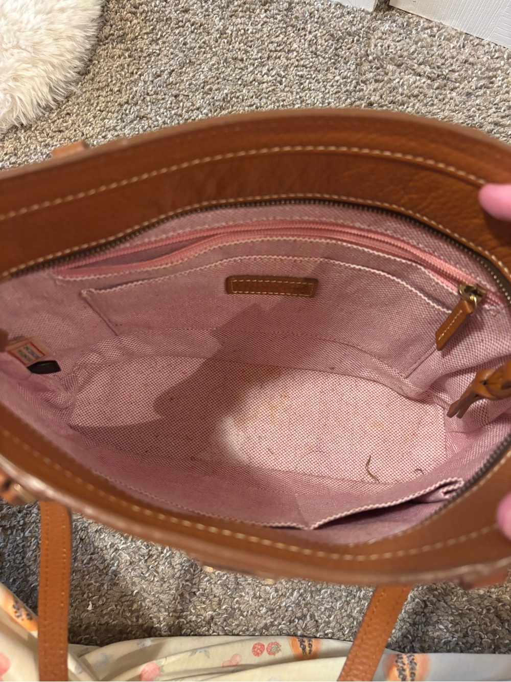 Dooney & Bourke Pebble Leather Tote in Cognac Brown - Picture 4 of 6